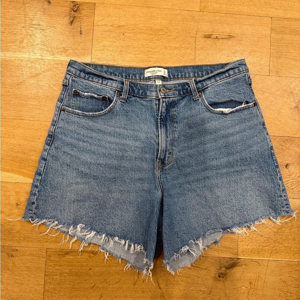Abercrombie & Fitch Light Blue Frayed Hem Denim Shorts